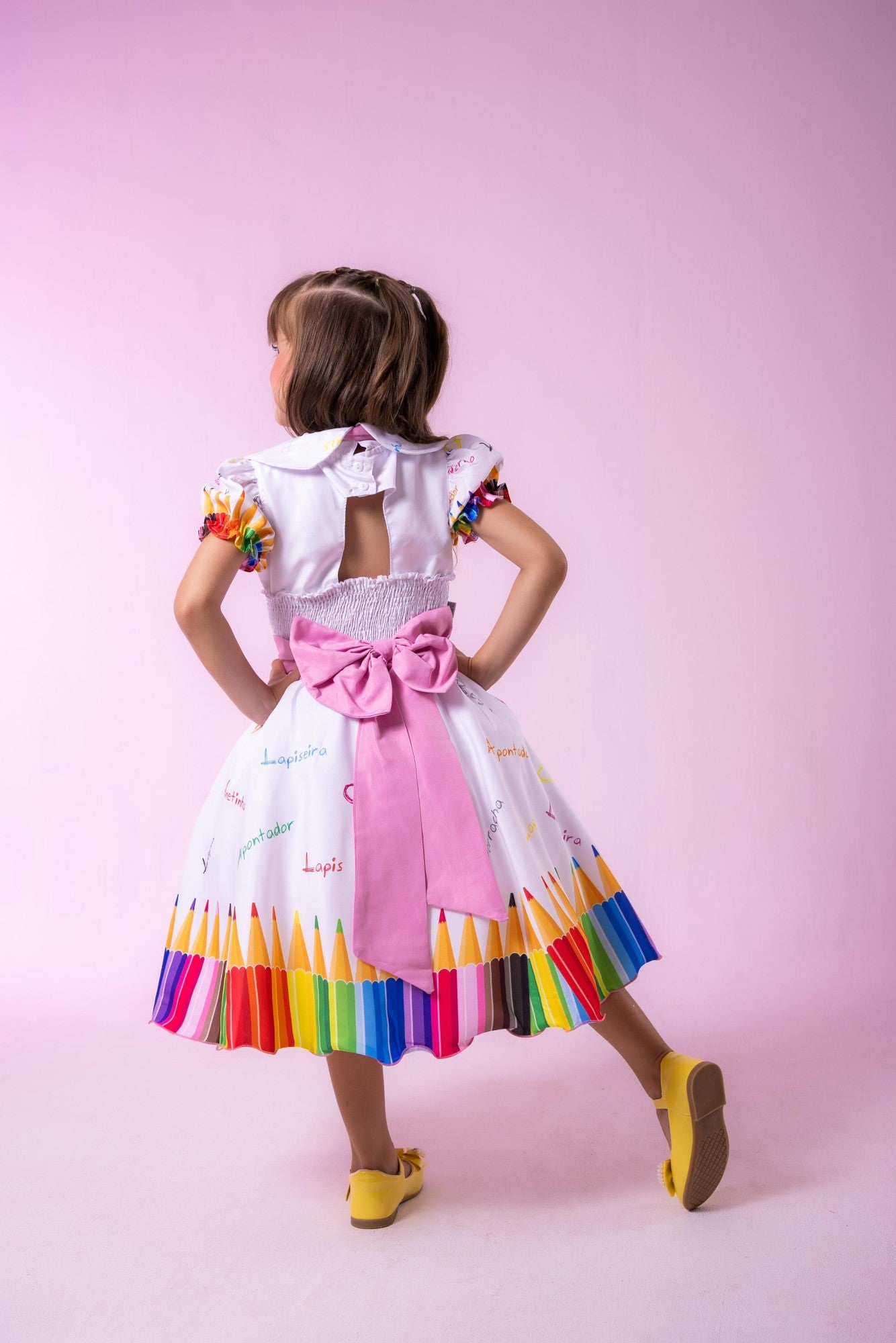 Vestido Marie Lapis Aquarela ABC Branco - Leveza e Elegância para Meninas | Bebeloo Kids