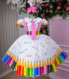 Vestido Marie Lapis Aquarela ABC Branco - Leveza e Elegância para Meninas | Bebeloo Kids