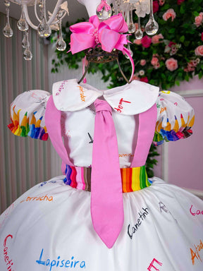 Vestido Marie Lapis Aquarela ABC Branco