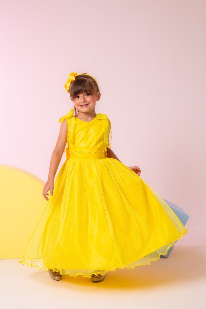 Vestido Marie Longo Mel Amarelo - Leveza e Elegância para Meninas | Bebeloo Kids