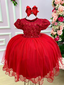 Vestido Menina Bonita Vermelho Peito Renda Flores - Leveza e Elegância para Meninas | Bebeloo Kids