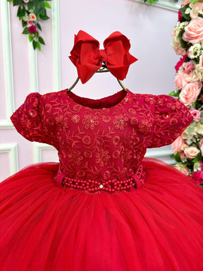 Vestido Menina Bonita Vermelho Peito Renda Flores - Leveza e Elegância para Meninas | Bebeloo Kids