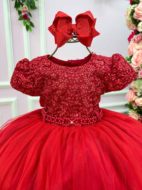 Vestido Menina Bonita Vermelho Peito Rendado Florzinha - Leveza e Elegância para Meninas | Bebeloo Kids