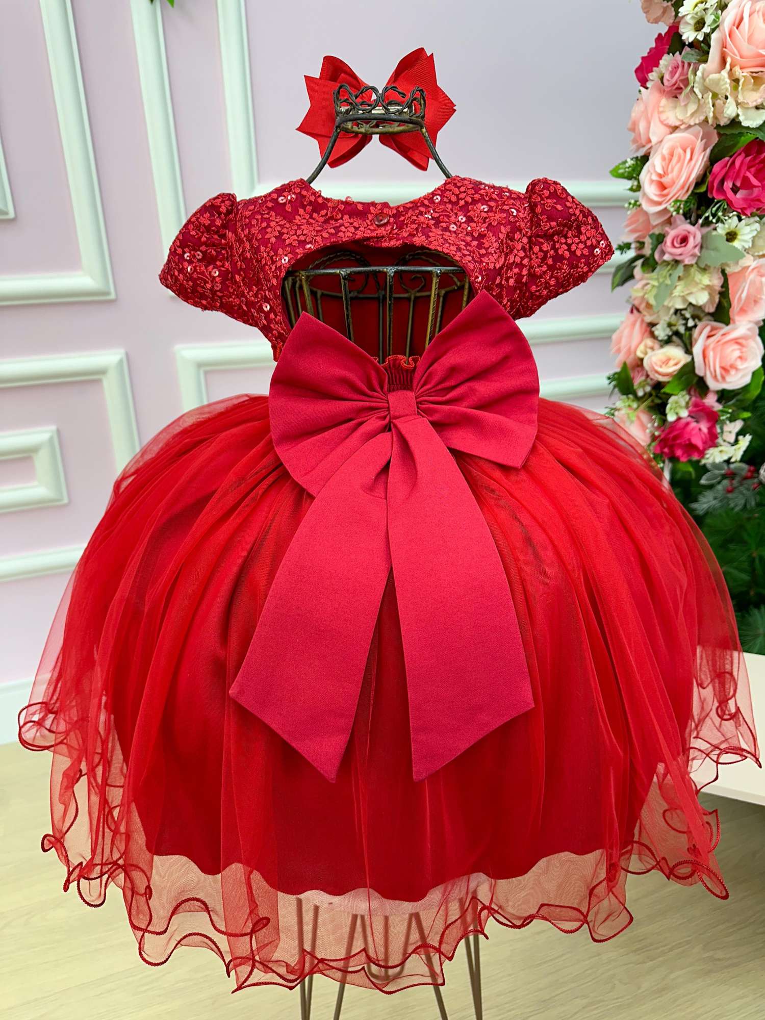Vestido Menina Bonita Vermelho Peito Rendado Florzinha - Leveza e Elegância para Meninas | Bebeloo Kids