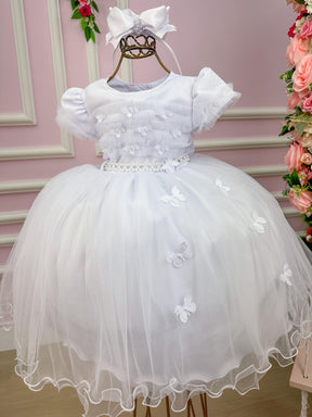 Vestido Menina Bonita Branco Borboletas Peito Tule - Leveza e Elegância para Meninas | Bebeloo Kids