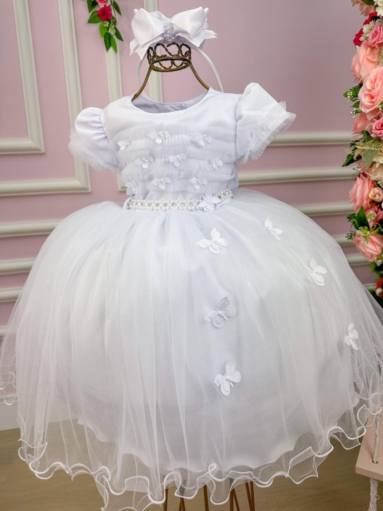 Vestido Menina Bonita Branco Borboletas Peito Tule - Leveza e Elegância para Meninas | Bebeloo Kids