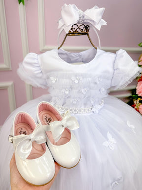 Vestido Menina Bonita Branco Borboletas Peito Tule - Leveza e Elegância para Meninas | Bebeloo Kids