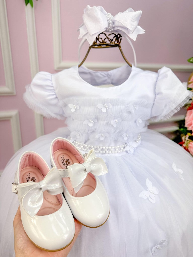 Vestido Menina Bonita Branco Borboletas Peito Tule - Leveza e Elegância para Meninas | Bebeloo Kids