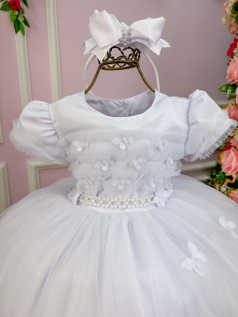 Vestido Menina Bonita Branco Borboletas Peito Tule - Leveza e Elegância para Meninas | Bebeloo Kids