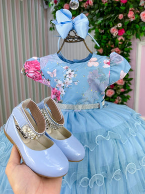 Vestido Menina Bonita Jardim Encantado Azul Bebe Natalia - Leveza e Elegância para Meninas | Bebeloo Kids