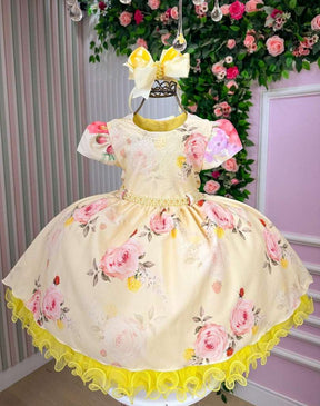 Vestido Menina Bonita Jardim Encantado Loise Amarelo