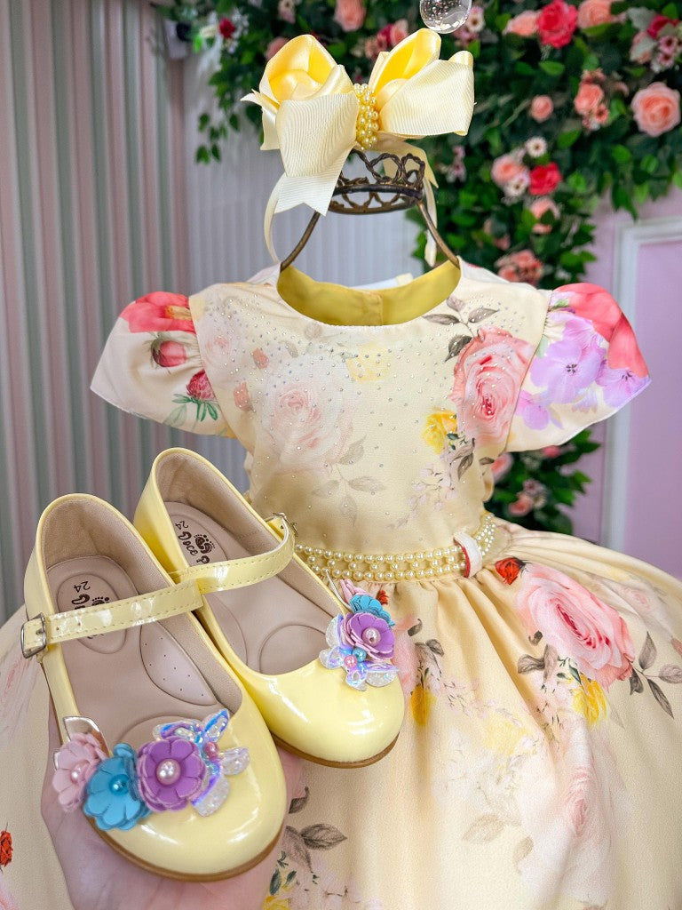 Vestido Menina Bonita Jardim Encantado Loise Amarelo - Leveza e Elegância para Meninas | Bebeloo Kids