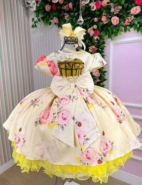 Vestido Menina Bonita Jardim Encantado Loise Amarelo