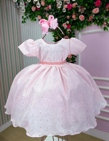 Vestido Miss Cherry Cristal Lese - Laise Rosa Bebe - Leveza e Elegância para Meninas | Bebeloo Kids