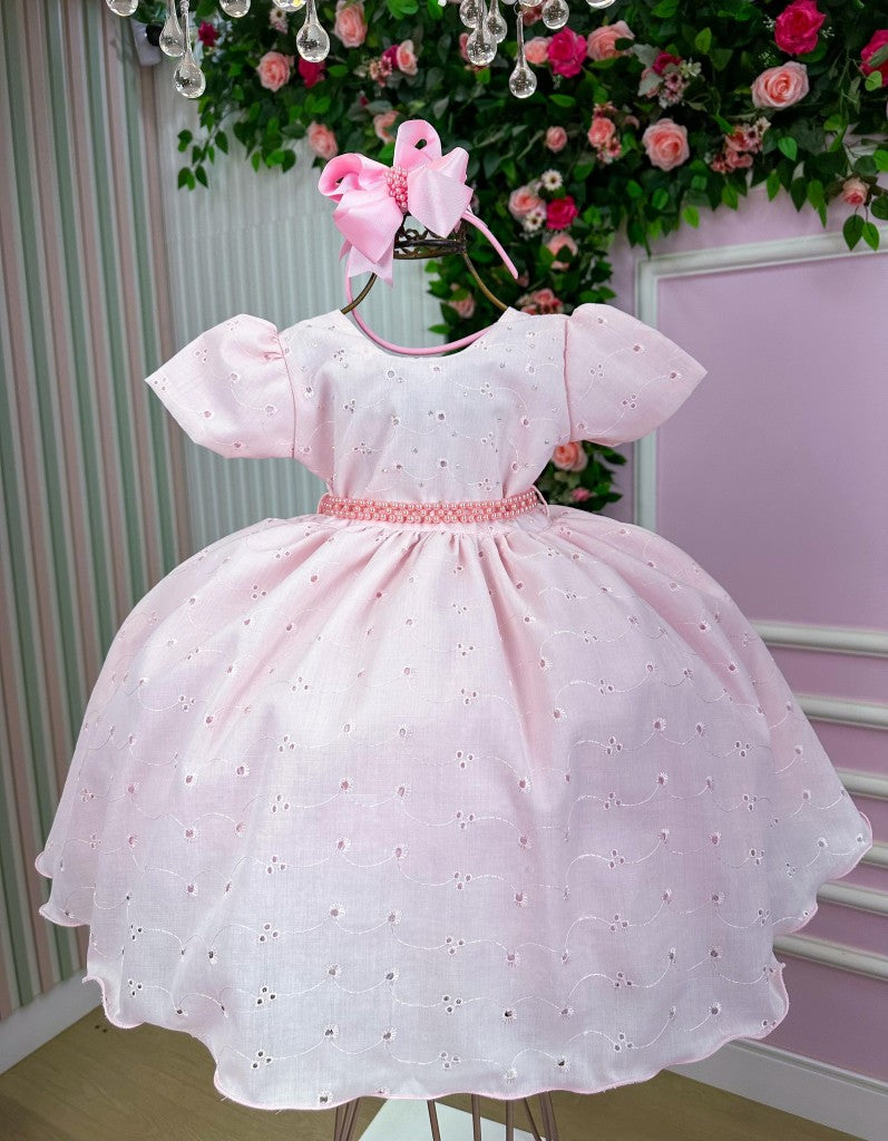 Vestido Miss Cherry Cristal Lese - Laise Rosa Bebe - Leveza e Elegância para Meninas | Bebeloo Kids