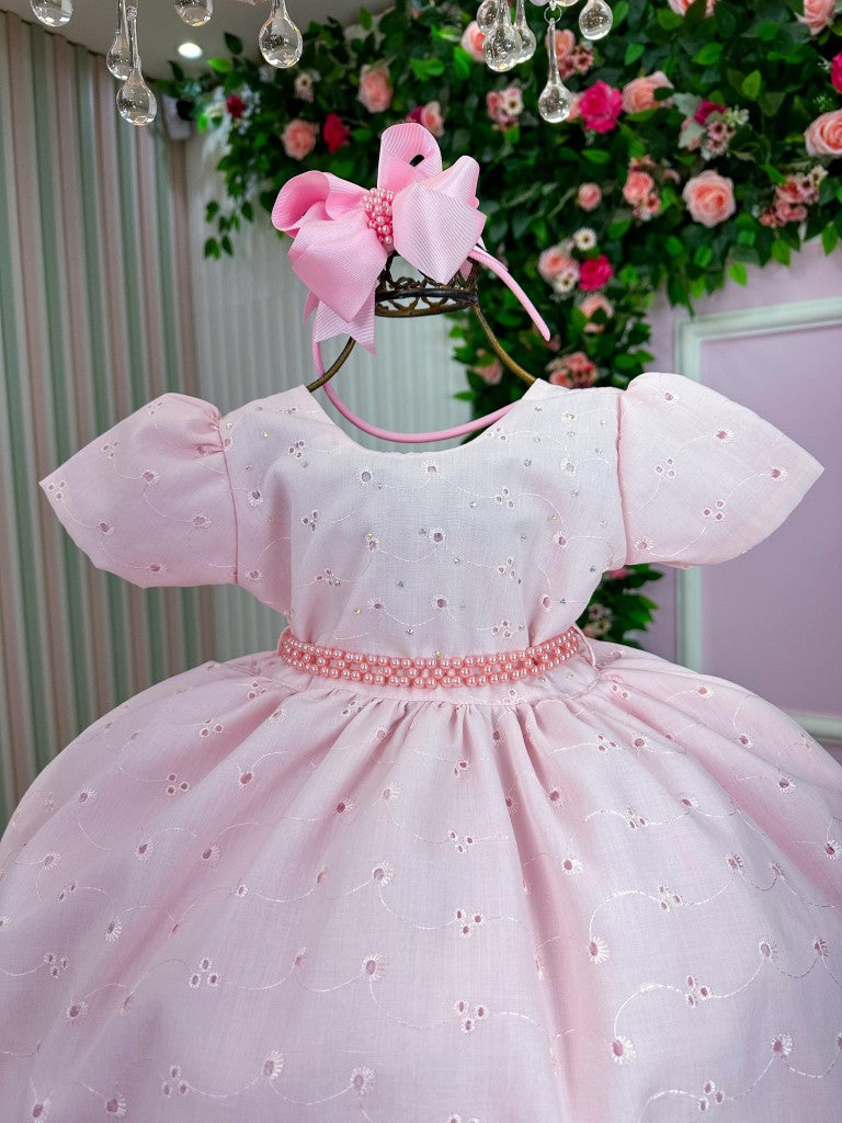 Vestido Miss Cherry Cristal Lese - Laise Rosa Bebe - Leveza e Elegância para Meninas | Bebeloo Kids