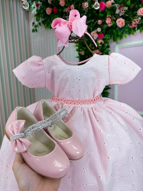 Vestido Miss Cherry Cristal Lese - Laise Rosa Bebe - Leveza e Elegância para Meninas | Bebeloo Kids