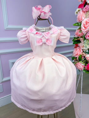 Vestido Miss Sweet Rosa Bebe Lacinhos - Leveza e Elegância para Meninas | Bebeloo Kids