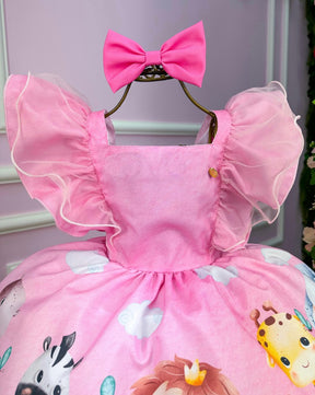 Vestido Temáticos Kids Safari Rosa Bebe - Leveza e Elegância para Meninas | Bebeloo Kids