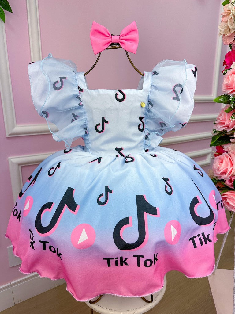 Vestido Temáticos Kids Tik Tok Azul Bebe - Leveza e Elegância para Meninas | Bebeloo Kids