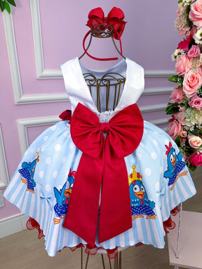 Vestido Tematicos Luxo Galinha Pintadinha Azul e Vermelho - Leveza e Elegância para Meninas | Bebeloo Kids