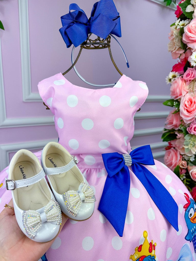 Vestido Tematicos Luxo Galinha Pintadinha Rosa e Azul - Leveza e Elegância para Meninas | Bebeloo Kids