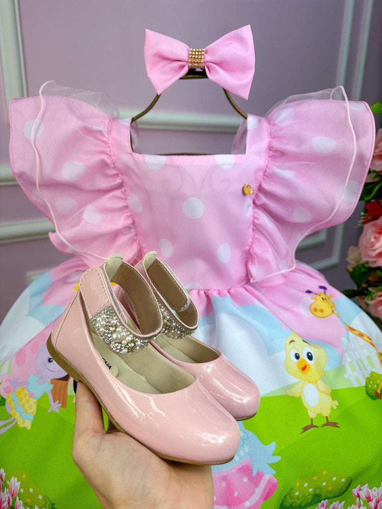 Vestido Temáticos Kids Galinha Pintadinha Rosa Bebe - Leveza e Elegância para Meninas | Bebeloo Kids