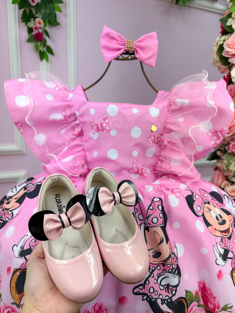 Vestido Temáticos Kids Minnie/Minie Rosa - Leveza e Elegância para Meninas | Bebeloo Kids