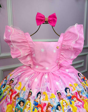 Vestido Temáticos Kids Princesas Disney Rosa