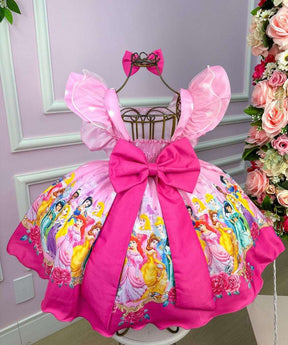 Vestido Temáticos Kids Princesas Disney Rosa