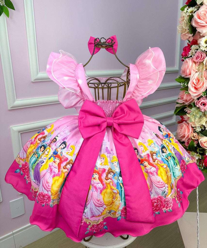 Vestido Temáticos Kids Princesas Disney Rosa