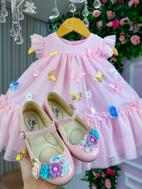 Vestido Vila Lele Jardim das Borboletas Baby Liz Rosa Bebe - Leveza e Elegância para Meninas | Bebeloo Kids