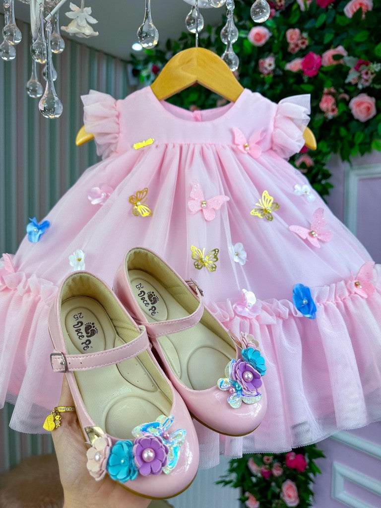 Vestido Vila Lele Jardim das Borboletas Baby Liz Rosa Bebe - Leveza e Elegância para Meninas | Bebeloo Kids