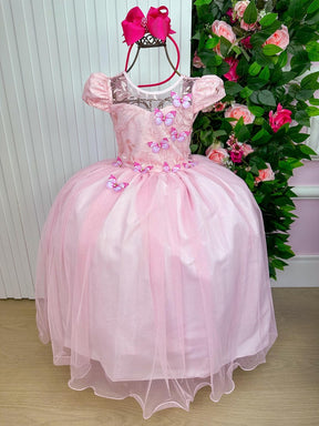Vestido Vila Lele Longo Jardim Encantado Borboletas Rosa Bebe - Leveza e Elegância para Meninas | Bebeloo Kids