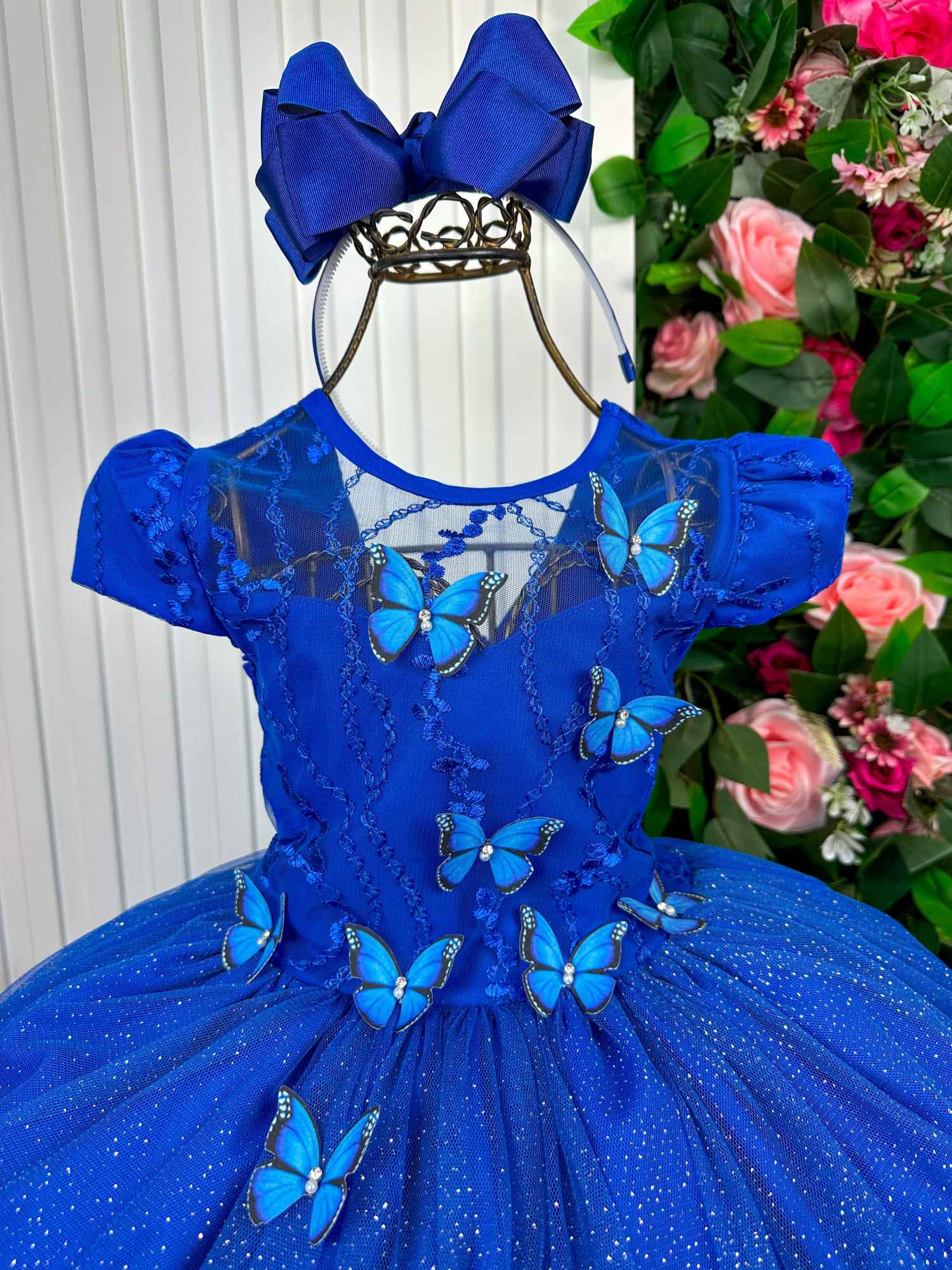 Vestido Vila Lele Longo Jardim Encantado Borboletas Azul Royal - Leveza e Elegância para Meninas | Bebeloo Kids