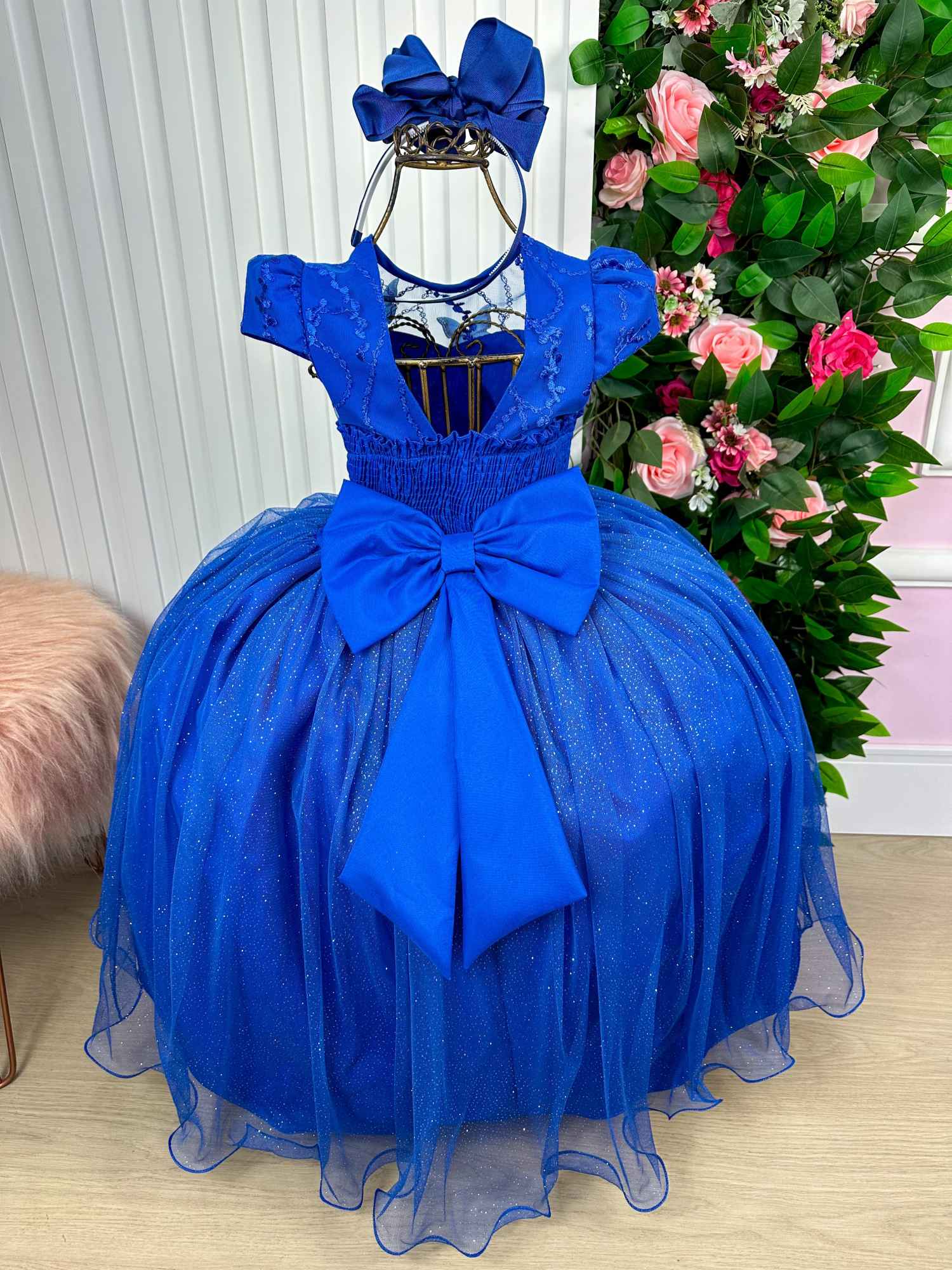 Vestido Vila Lele Longo Jardim Encantado Borboletas Azul Royal - Leveza e Elegância para Meninas | Bebeloo Kids