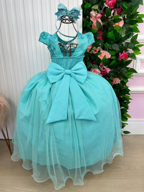 Vestido Vila Lele Longo Jardim Encantado Borboletas Verde Tiffany - Leveza e Elegância para Meninas | Bebeloo Kids