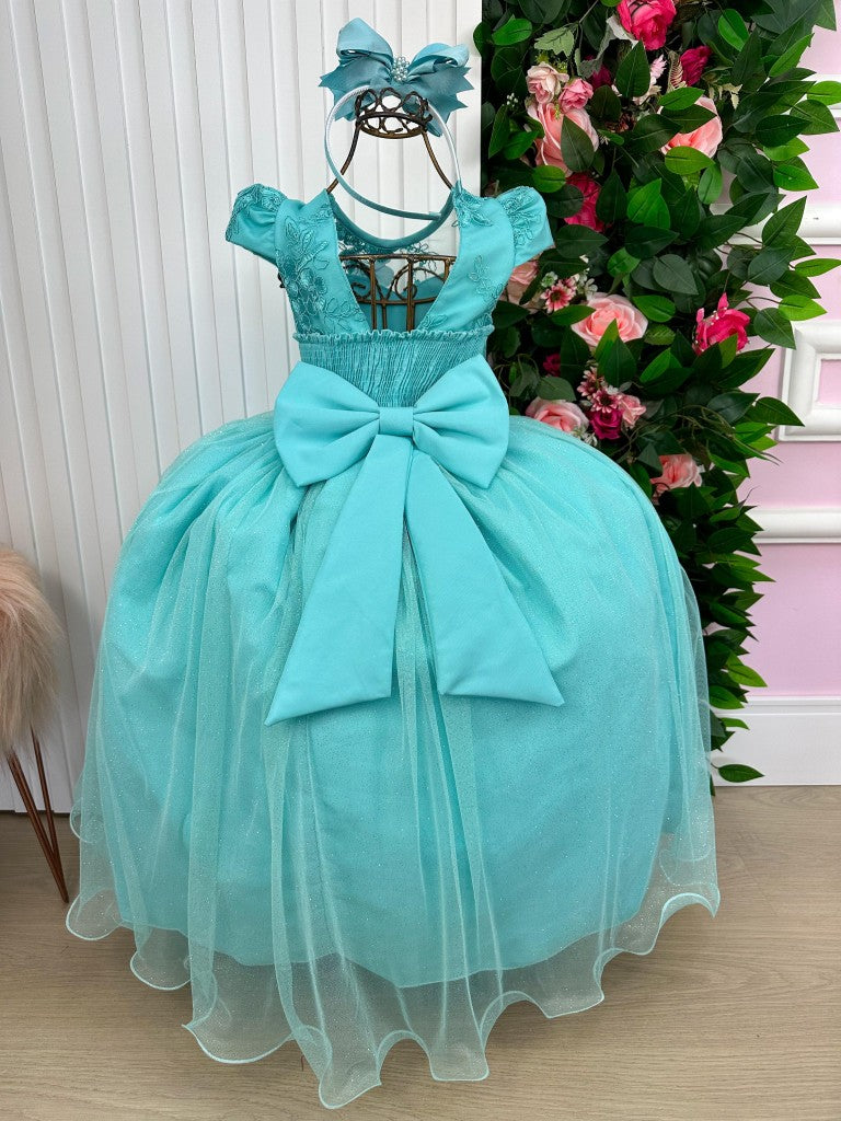 Vestido Vila Lele Longo Jardim Encantado Borboletas Verde Tiffany - Leveza e Elegância para Meninas | Bebeloo Kids
