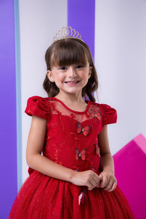 Vestido Vila Lele Longo Jardim Encantado Borboletas Vermelho - Leveza e Elegância para Meninas | Bebeloo Kids