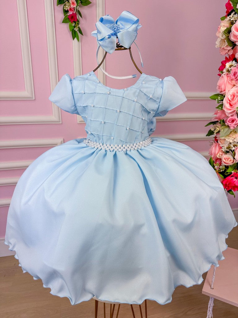 Vestido Ysa Kids Azul Bebe Peito Perolas - Leveza e Elegância para Meninas | Bebeloo Kids