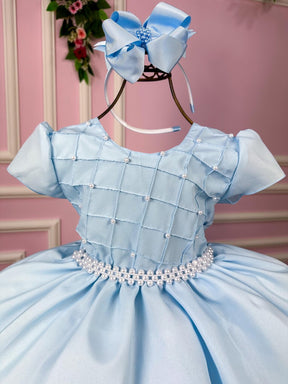 Vestido Ysa Kids Azul Bebe Peito Perolas - Leveza e Elegância para Meninas | Bebeloo Kids