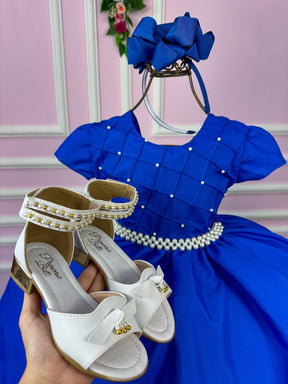 Vestido Ysa Kids Azul Royal Peito Perolas - Leveza e Elegância para Meninas | Bebeloo Kids