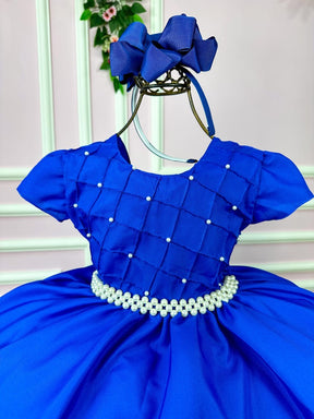 Vestido Ysa Kids Azul Royal Peito Perolas - Leveza e Elegância para Meninas | Bebeloo Kids