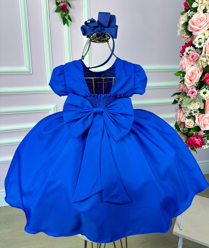 Vestido Ysa Kids Azul Royal Peito Perolas - Leveza e Elegância para Meninas | Bebeloo Kids
