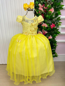Vestido Vila Lele Longo Jardim Encantado Borboletas Amarelo - Leveza e Elegância para Meninas | Bebeloo Kids