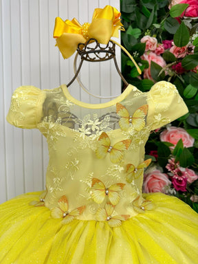 Vestido Vila Lele Longo Jardim Encantado Borboletas Amarelo - Leveza e Elegância para Meninas | Bebeloo Kids