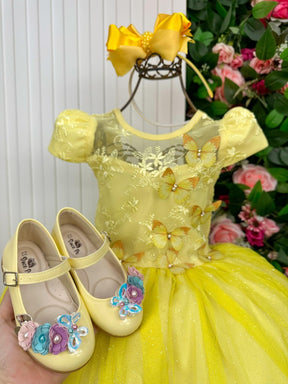 Vestido Vila Lele Longo Jardim Encantado Borboletas Amarelo - Leveza e Elegância para Meninas | Bebeloo Kids