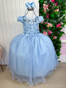 Vestido Vila Lele Longo Jardim Encantado Borboletas Azul Bebe - Leveza e Elegância para Meninas | Bebeloo Kids