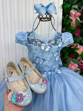 Vestido Vila Lele Longo Jardim Encantado Borboletas Azul Bebe - Leveza e Elegância para Meninas | Bebeloo Kids