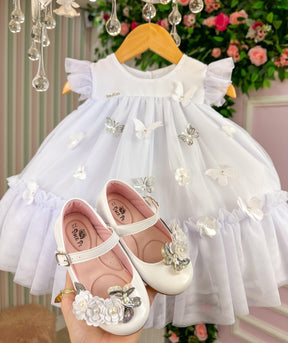 Vestido Vila Lele Jardim das Borboletas Baby Liz Branco - Leveza e Elegância para Meninas | Bebeloo Kids